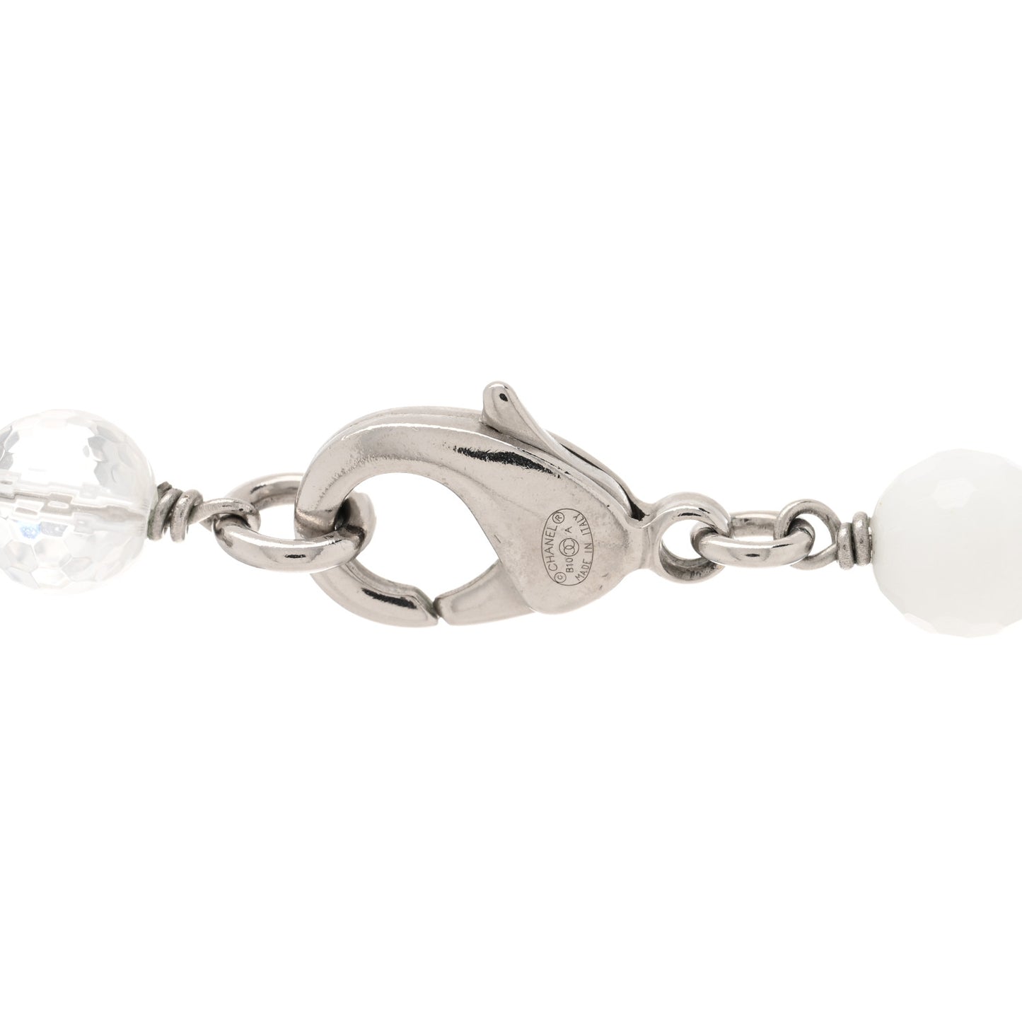 Enamel Crystal CC Long Necklace White