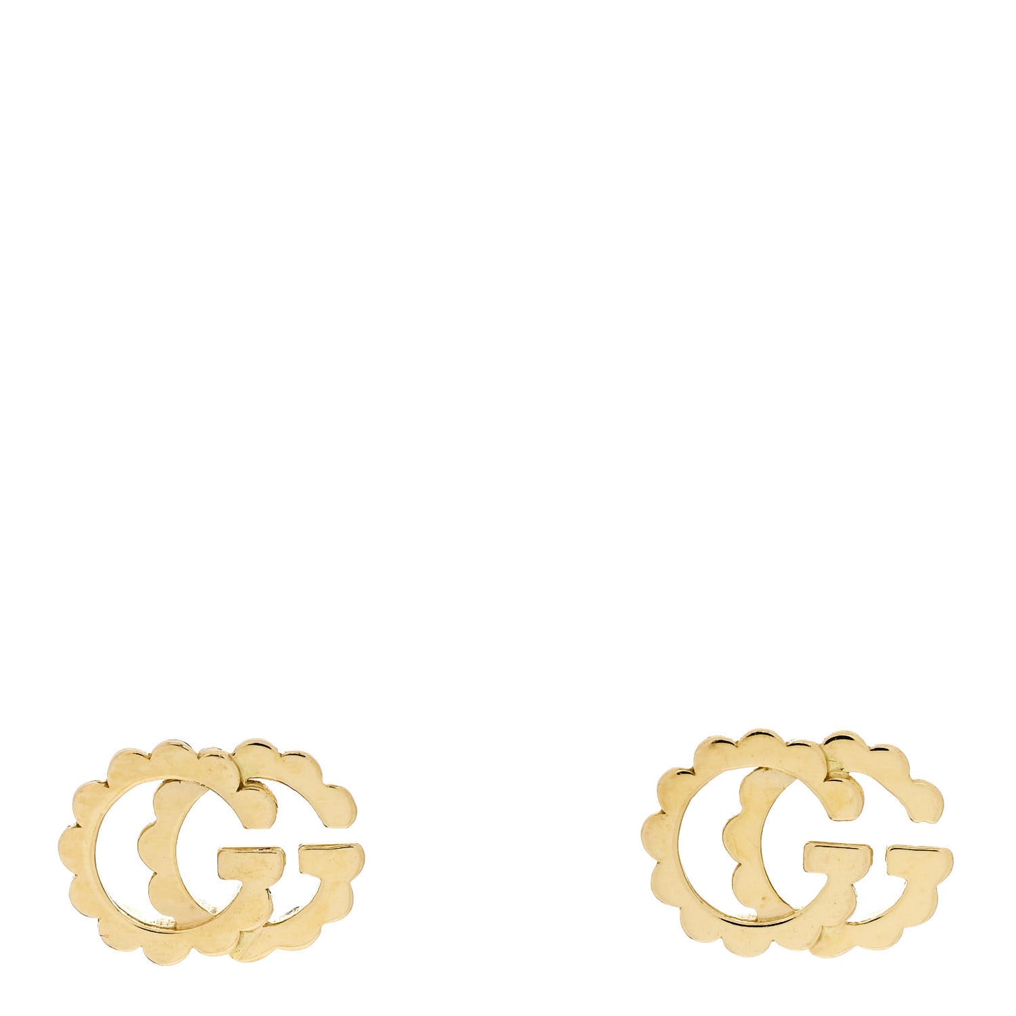 18K Yellow Gold Running G Scalloped Stud Earrings