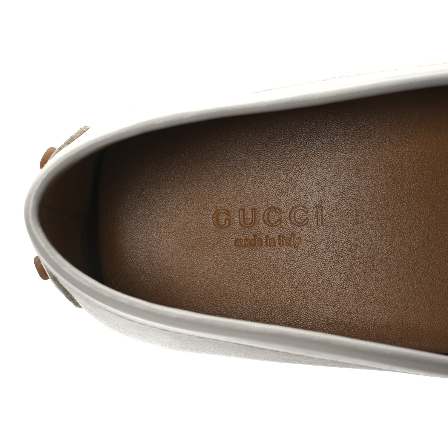 Gucci Calfskin Horsebit Web Bamboo Driving Loafers 41 White 9 of 14