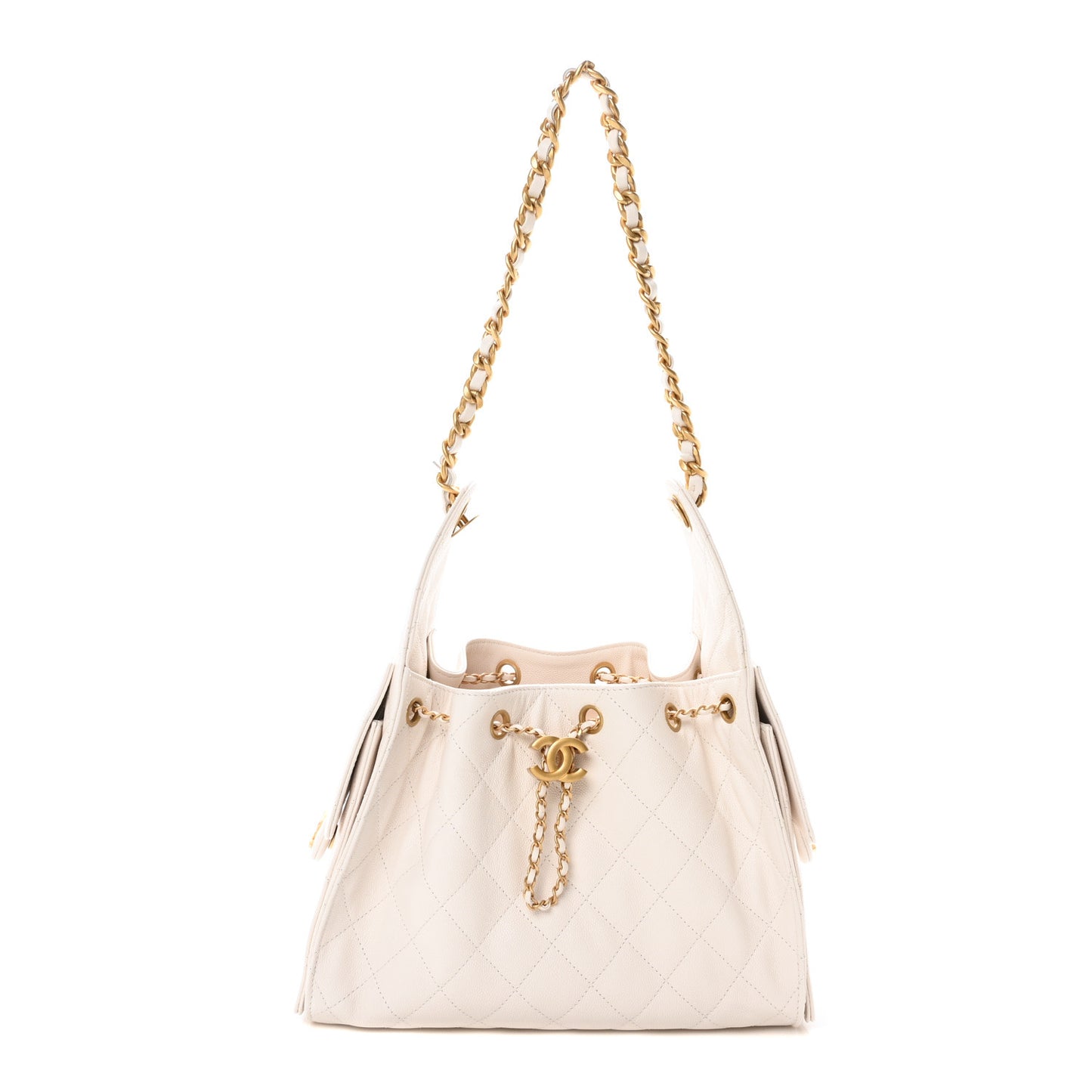 Caviar Quilted Small Chanel 25 Handbag White
