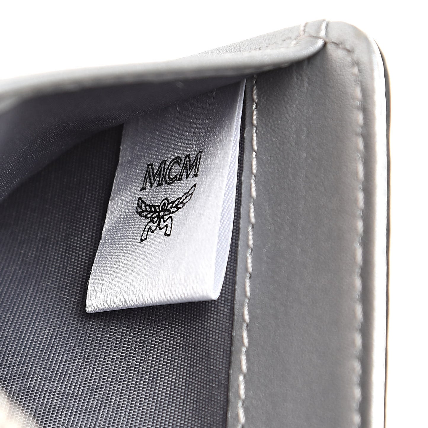 Metallic Visetos Mini Zip Around Wallet Silver