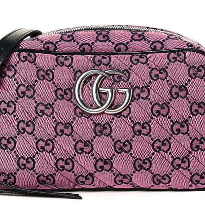 Gucci Monogram Multicolor Matelasse Diagonal Small GG Marmont Chain Shoulder Bag Pink Blue 8 of 10