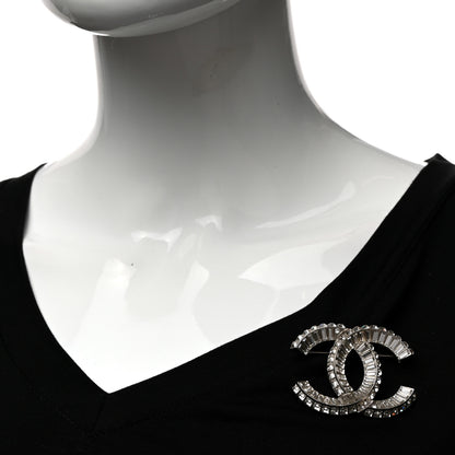 Chanel Baguette Crystal CC Brooch Silver 2 of 4