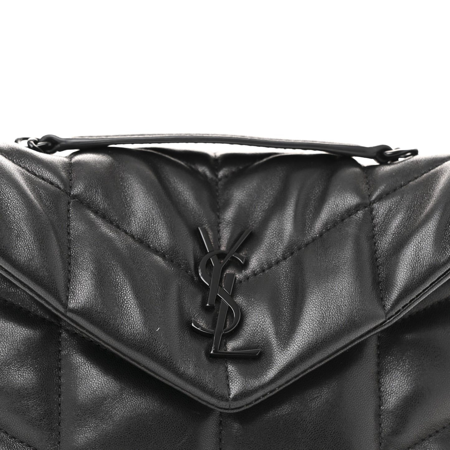Lambskin Quilted Toy Loulou Puffer Monogram Monochrome Chain Satchel Black