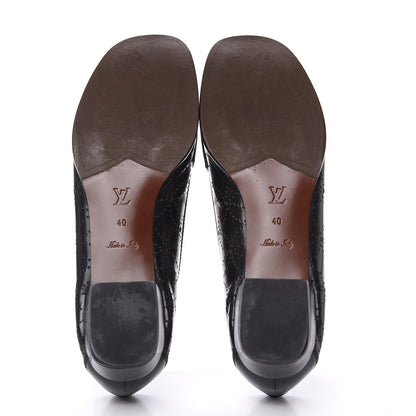 Louis Vuitton Glazed Calfskin Perforated Loafers 40 Black 5 of 10