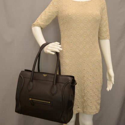 Celine Smooth Calfskin Shoulder Luggage Black 2 of 7