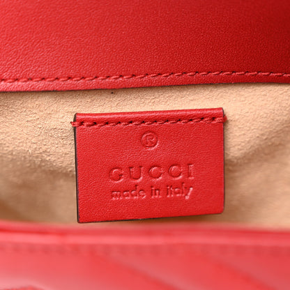 Gucci Calfskin Matelasse Super Mini GG Marmont Shoulder Bag Hibiscus Red 6 of 11