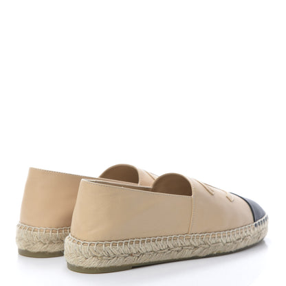 Chanel Lambskin CC Espadrilles 39 Beige Black 4 of 10