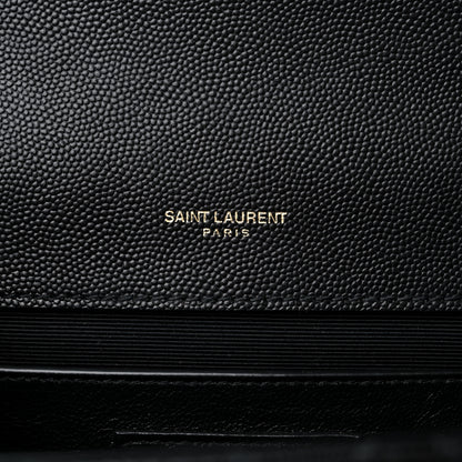 Saint Laurent Grain De Poudre Textured Mixed Matelasse Triquilt Medium Monogram Satchel Black 6 of 9