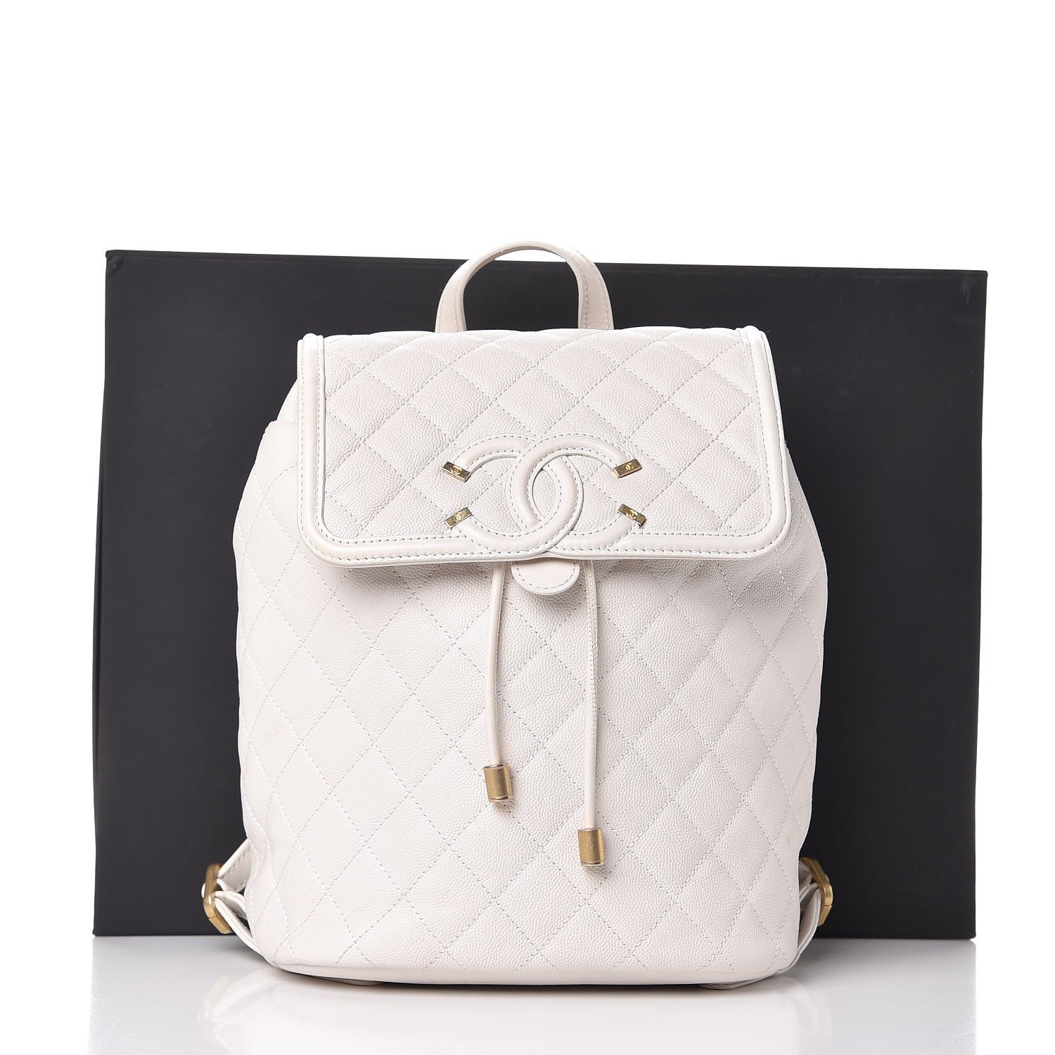 Chanel Caviar Quilted Filigree Backpack White 3 of 10