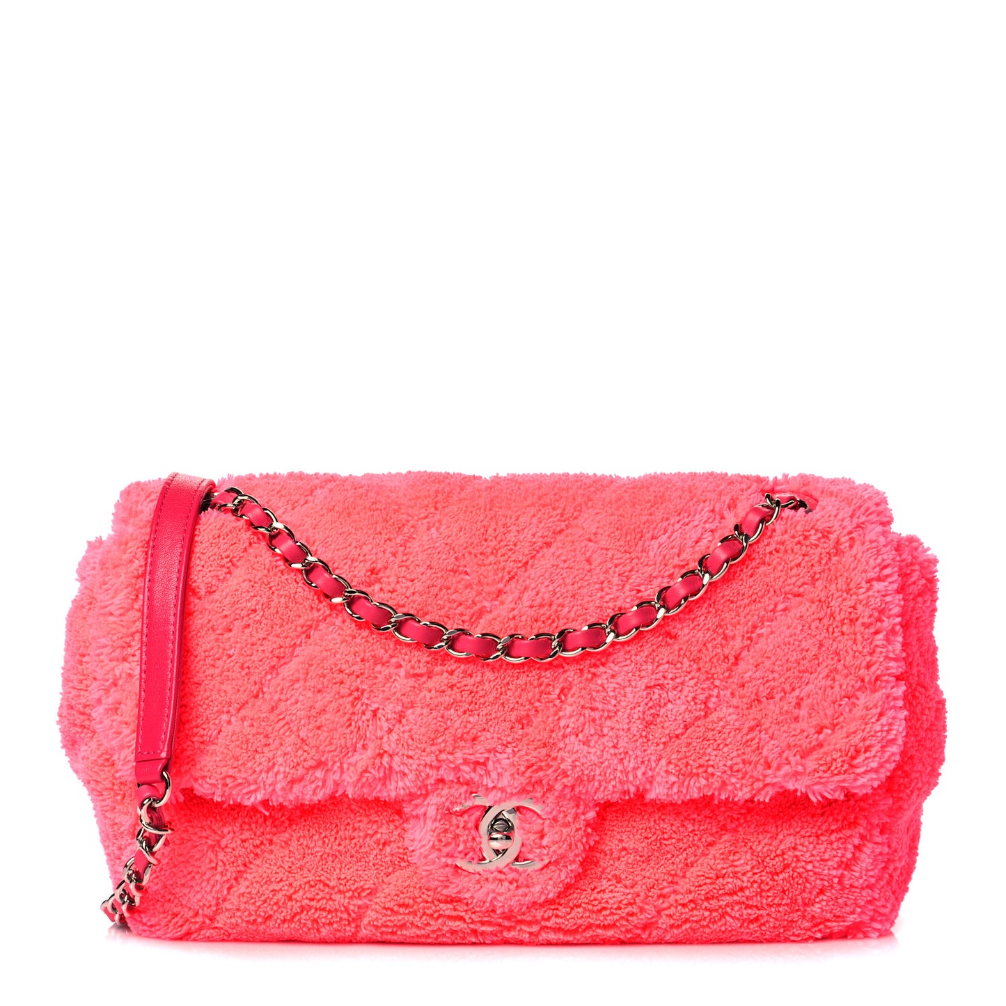 Lambskin Calfskin Mixed Fibers Quilted Medium Flap Pink