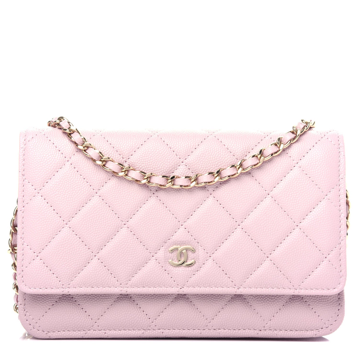 Chanel Caviar Quilted Wallet On Chain WOC Light Pink 1 of 12