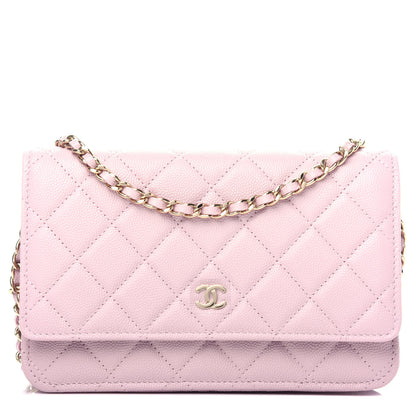 Chanel Caviar Quilted Wallet On Chain WOC Light Pink 1 of 12