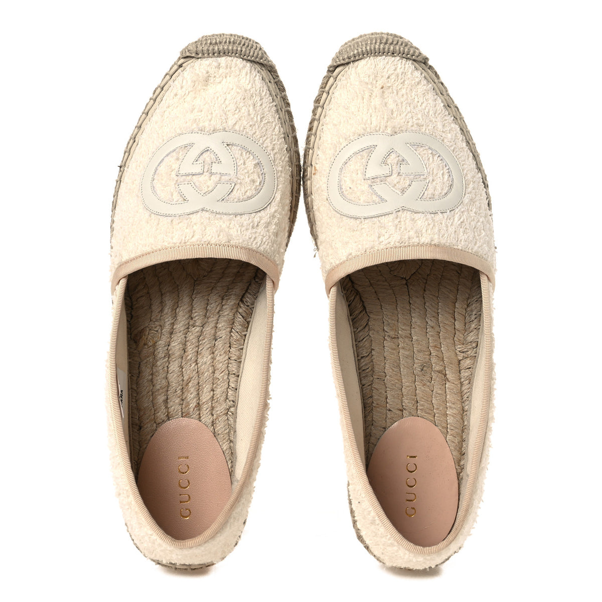 Terry Cloth Interlocking G Espadrilles 38.5 Ivory Dusty White Beige