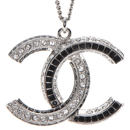 Chanel Baguette Crystal Large CC Necklace Silver Black 4 of 7