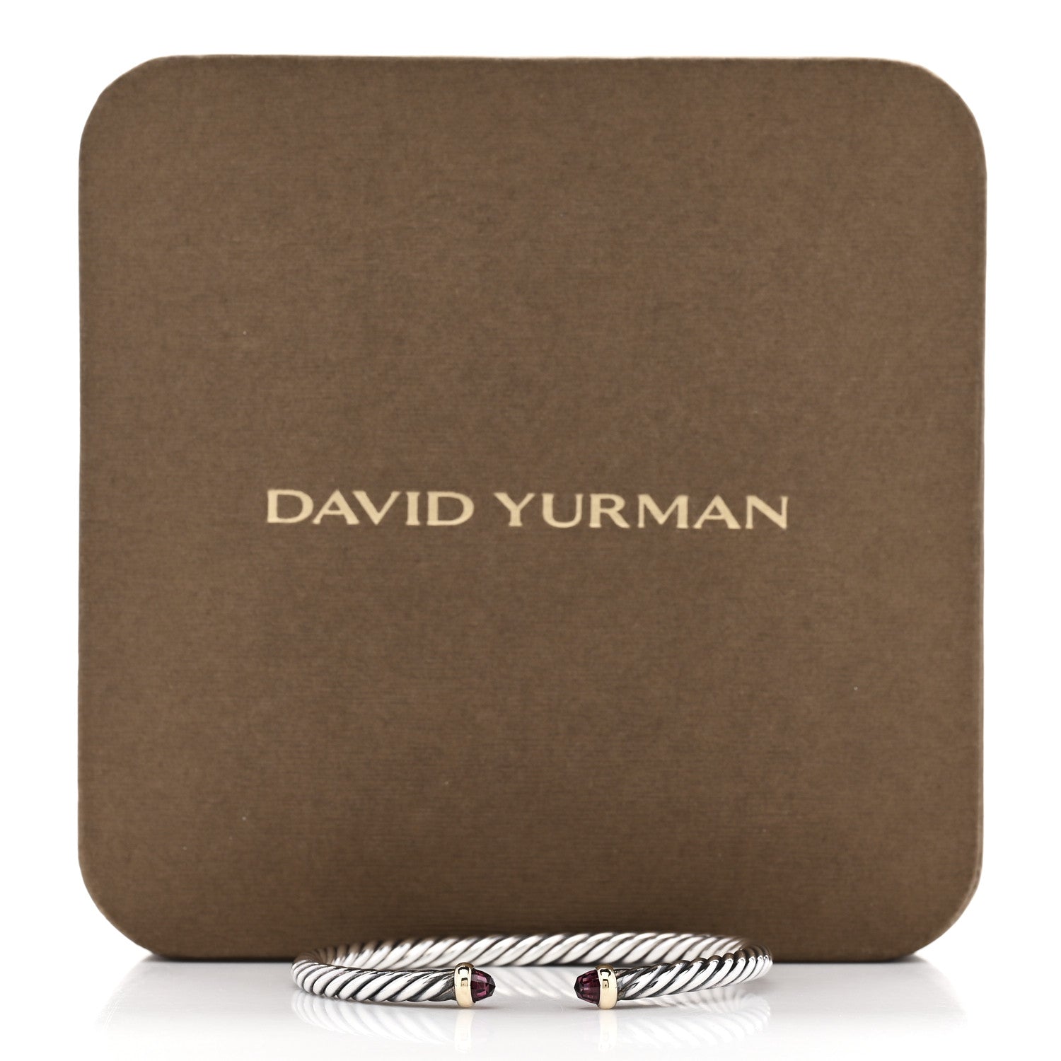 David Yurman Sterling Silver 14K Yellow Gold Garnet 4mm Cable Classics Bracelet 4 of 4