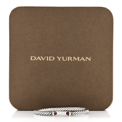 David Yurman Sterling Silver 14K Yellow Gold Garnet 4mm Cable Classics Bracelet 4 of 4