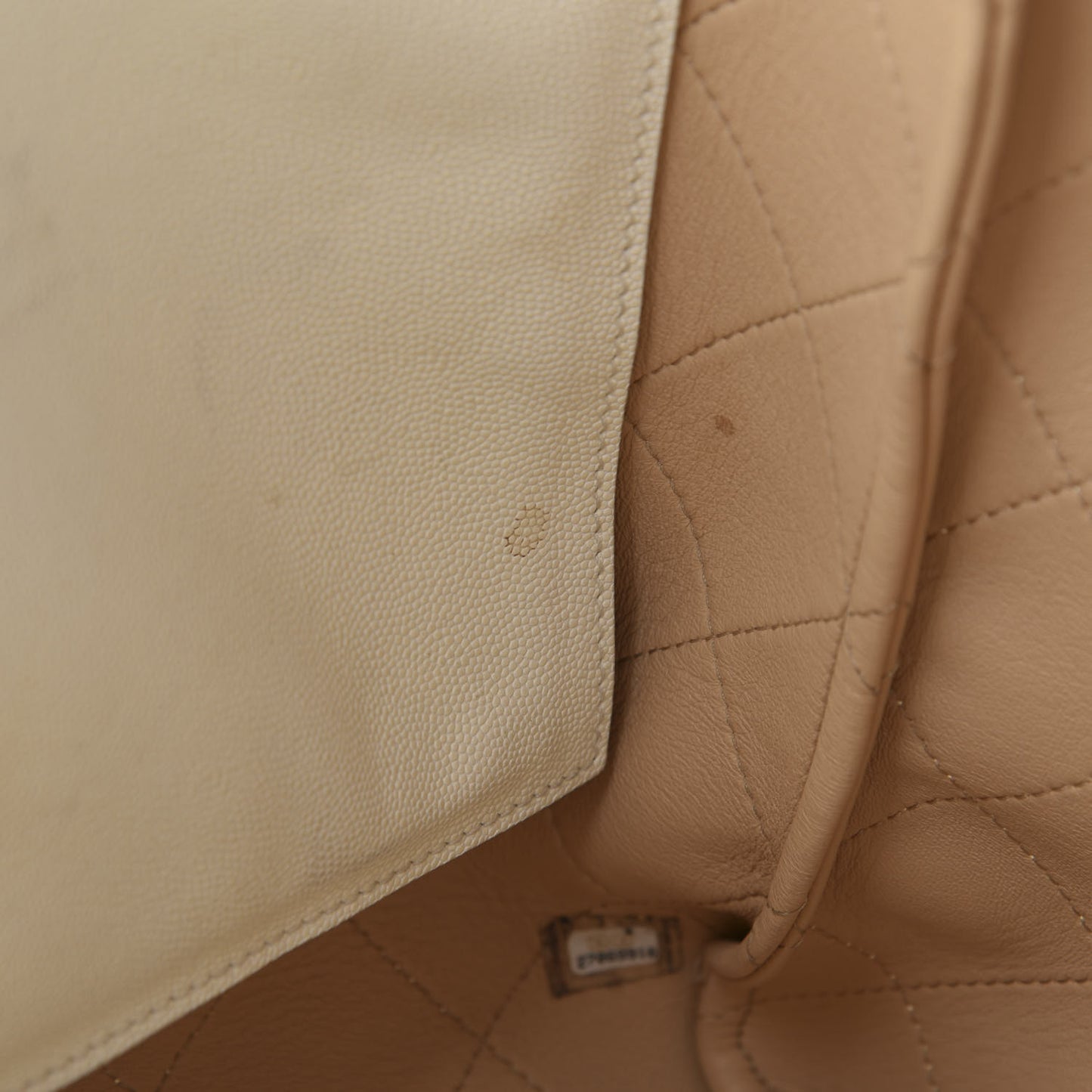 Caviar Stitched Large Shopping Tote White