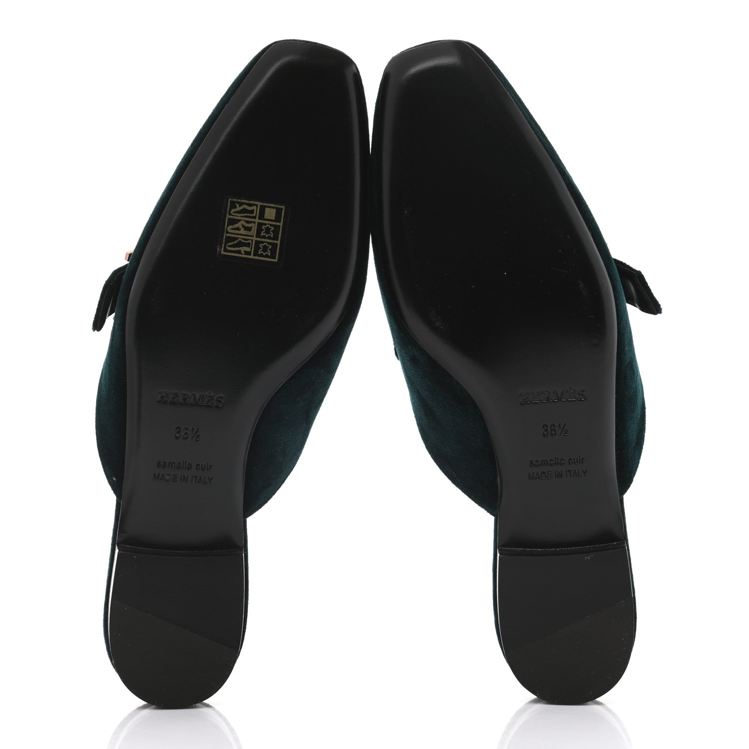 Hermes Velours Beauty Mules 36.5 Petrole 5 of 8