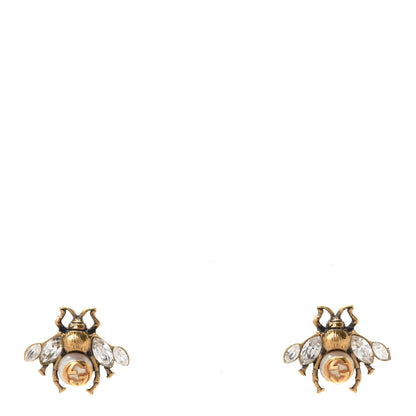Gucci Crystal Pearl GG Bee Earrings Gold 1 of 5