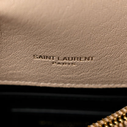 Saint Laurent Sheepskin Matelasse Chevron Monogram Medium College Bag Dark Beige 7 of 10