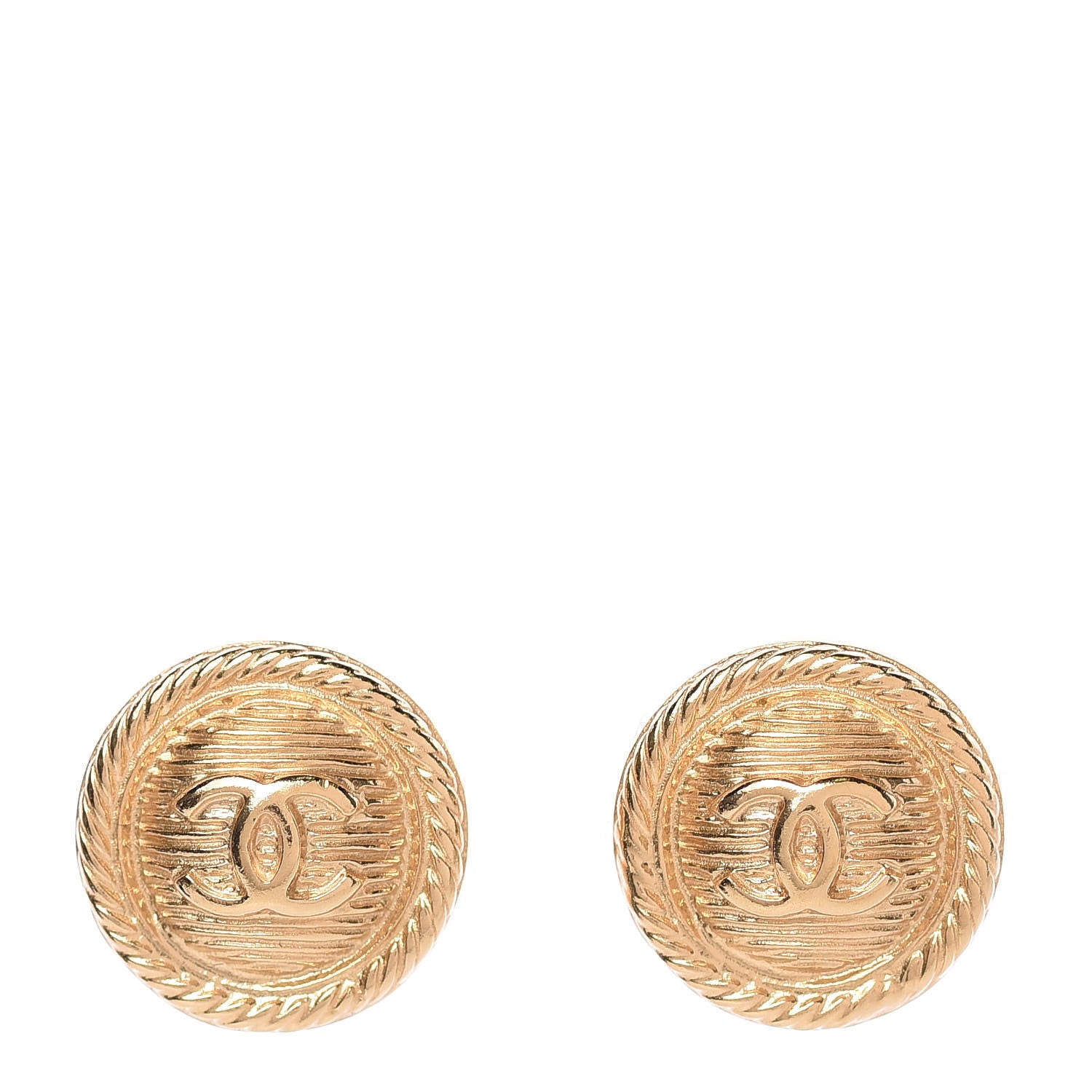 Chanel CC Button Earrings Gold 1 of 5