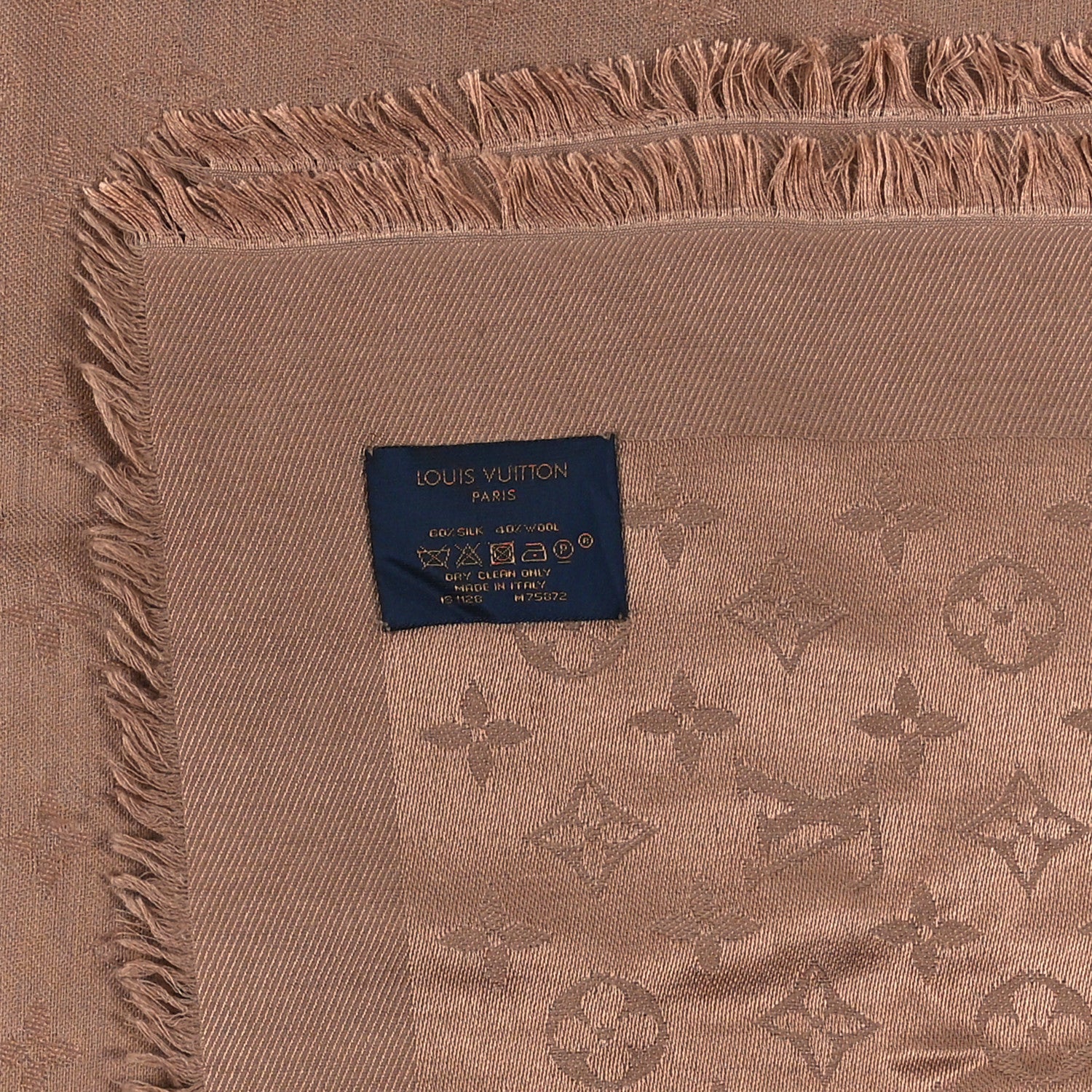 Louis Vuitton Silk Wool Monogram Shawl Cappuccino 4 of 4