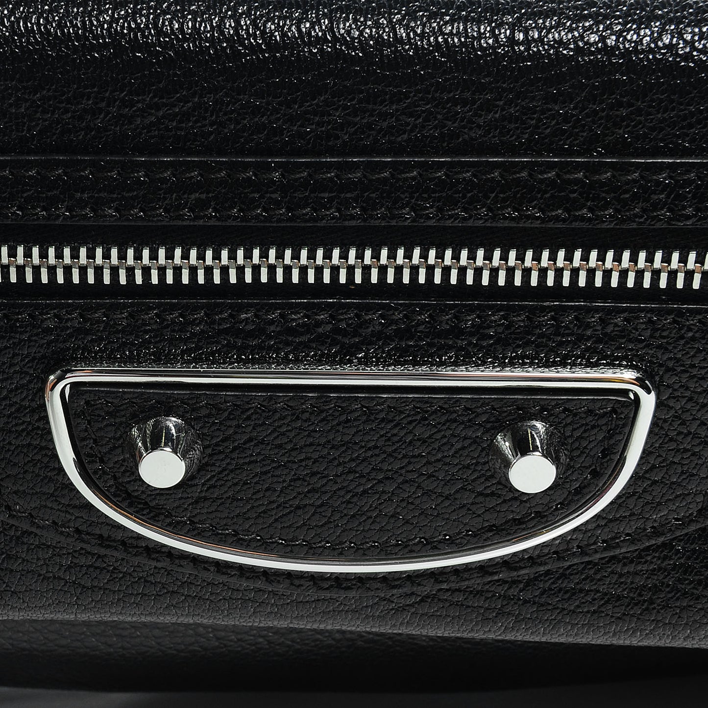 Chevre Metallic Edge Classic Hardware Envelope Clutch Black