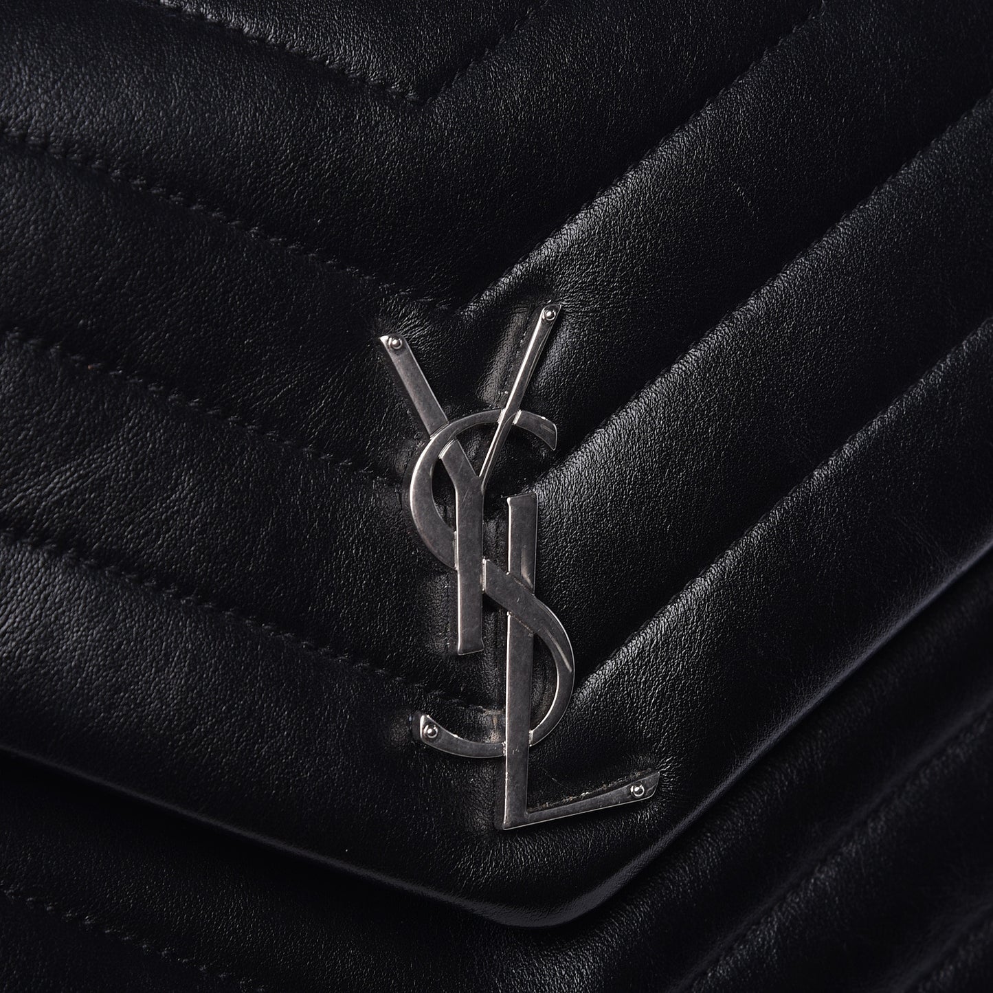 Calfskin Y Quilted Monogram Medium Loulou Chain Satchel Black