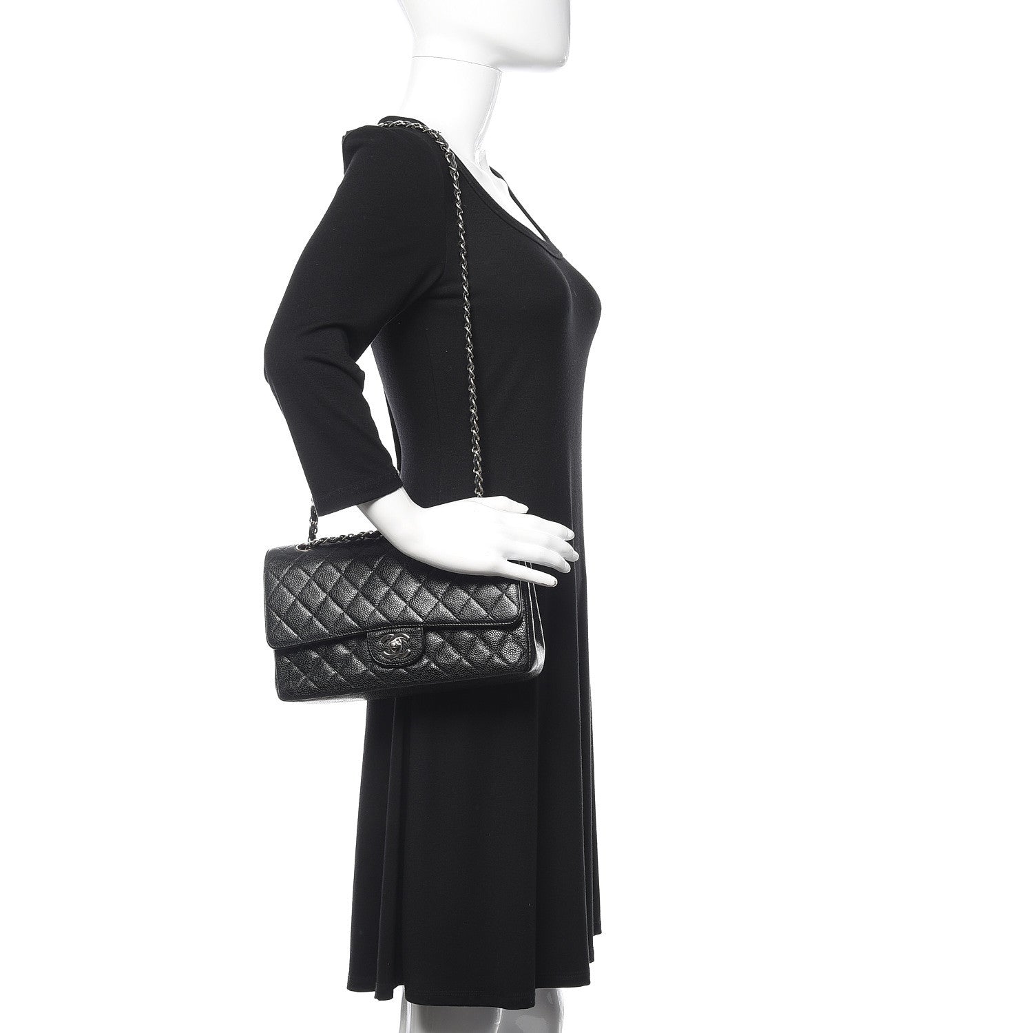Chanel Caviar Quilted Medium Double Flap Black 2 of 16