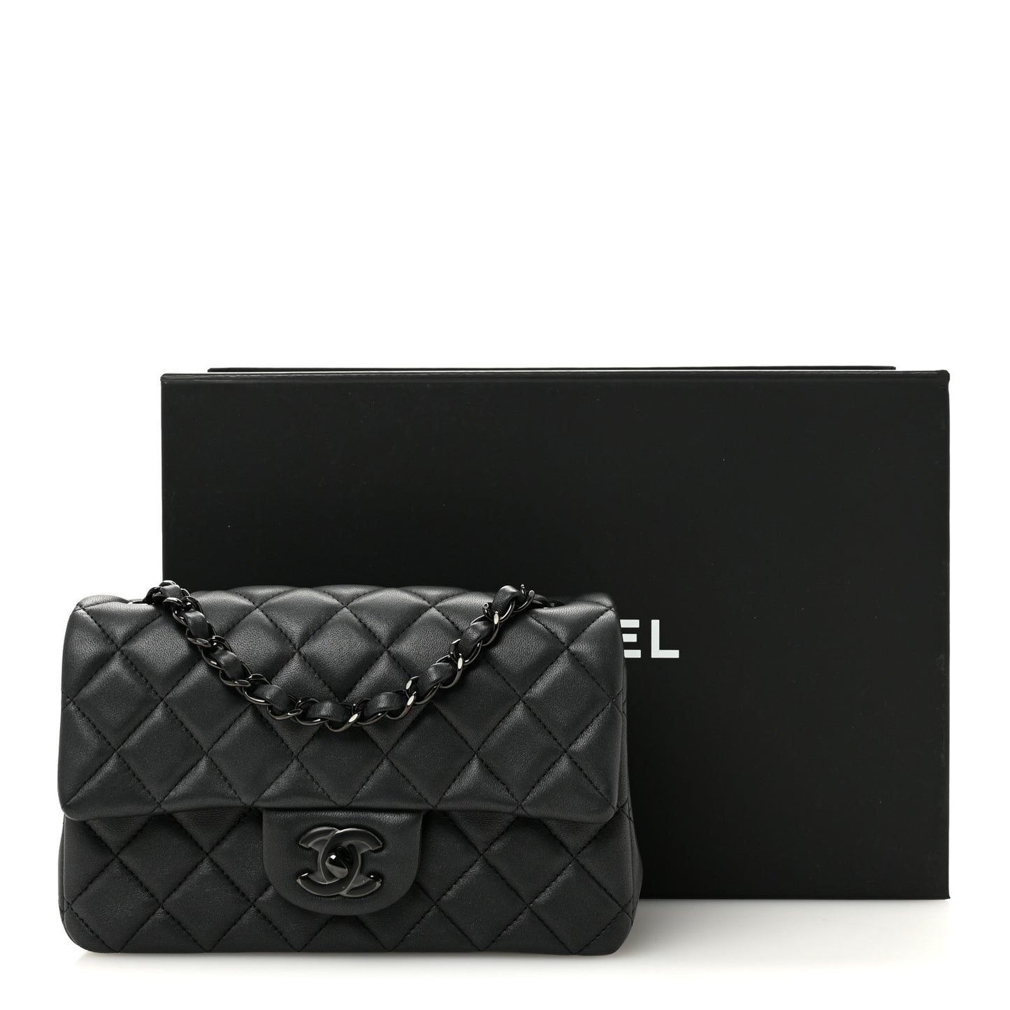 Lambskin Quilted Mini Rectangular Flap So Black