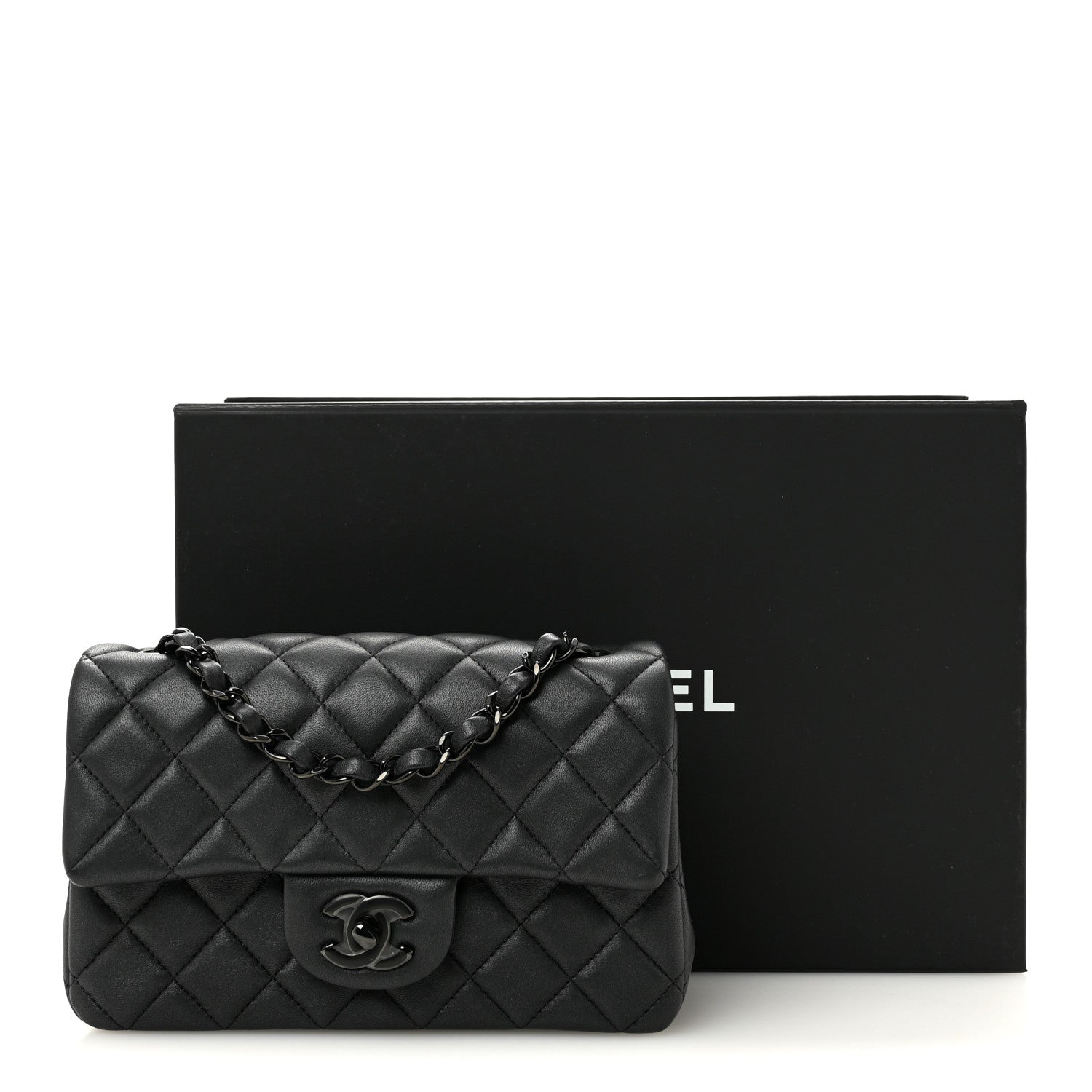 Chanel Lambskin Quilted Mini Rectangular Flap So Black 11 of 11