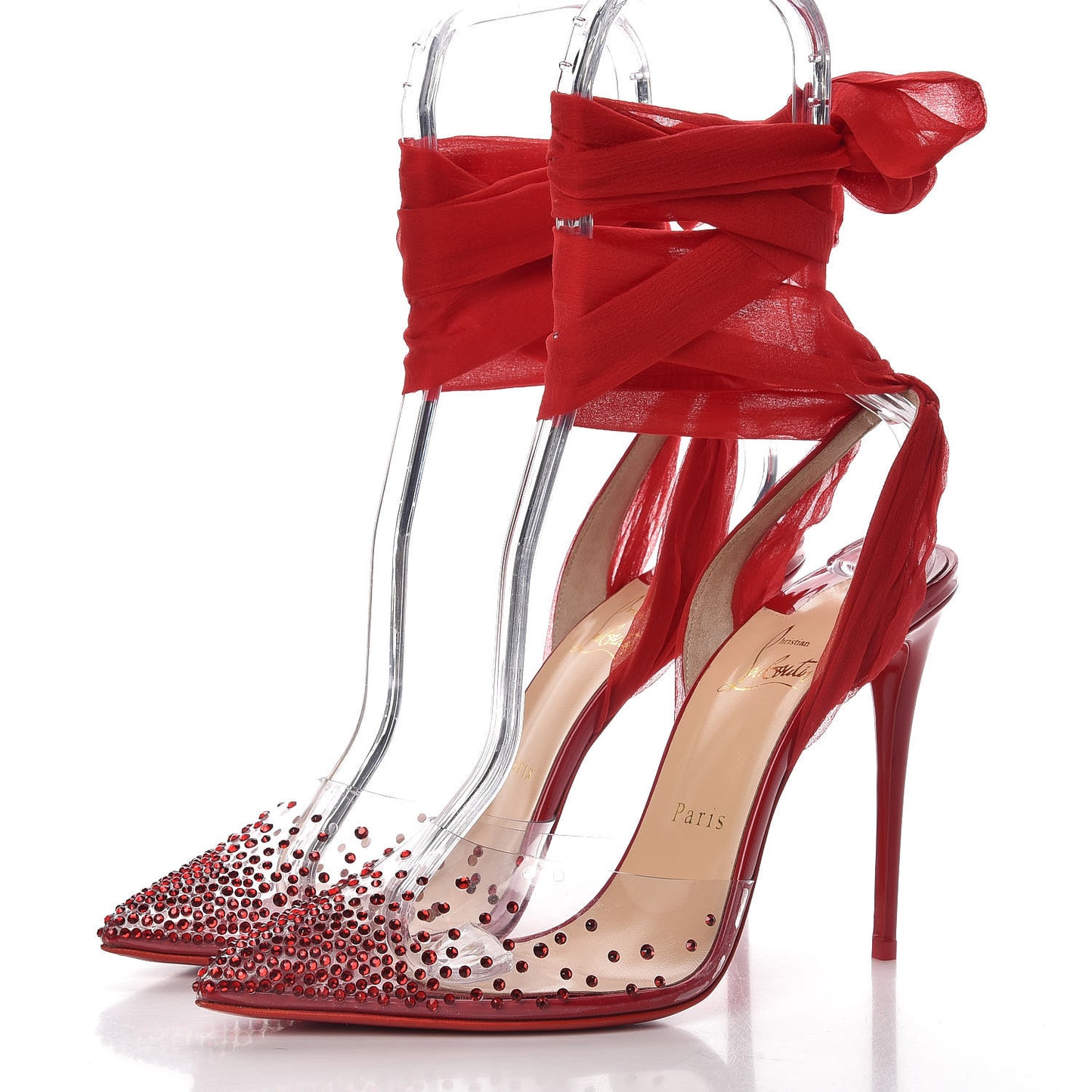 Crystal PVC Chiffon Miragirl 100 Pumps 39.5 Red