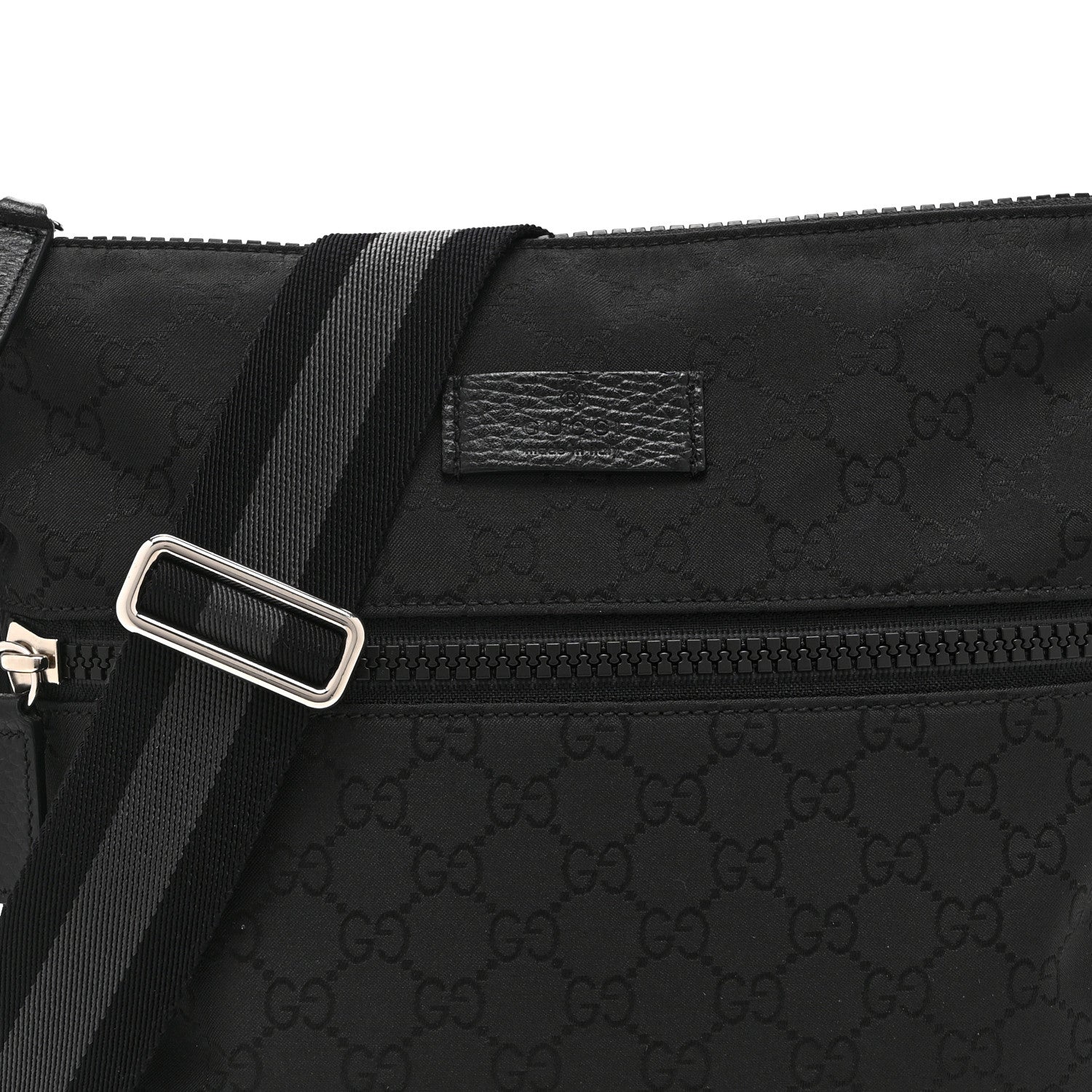 Gucci Nylon Monogram Small Flat Messenger Bag Black 9 of 11