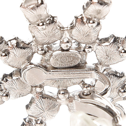 Chanel Strass Crystal CC Snowflake Earrings Silver 3 of 4