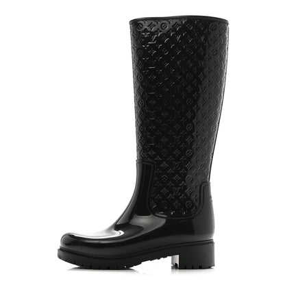 Louis Vuitton Rubber Embossed Monogram Splash Rain Boots 36 Black 1 of 9