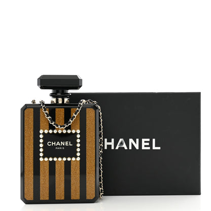 Chanel Plexiglass Perfume Bottle Clutch Black Gold 11 of 11