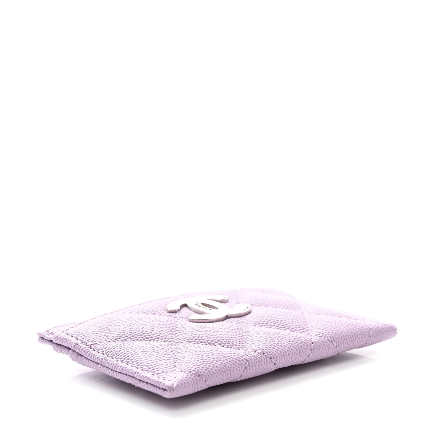 Caviar Quilted CC Logo Card Holder Light Purple