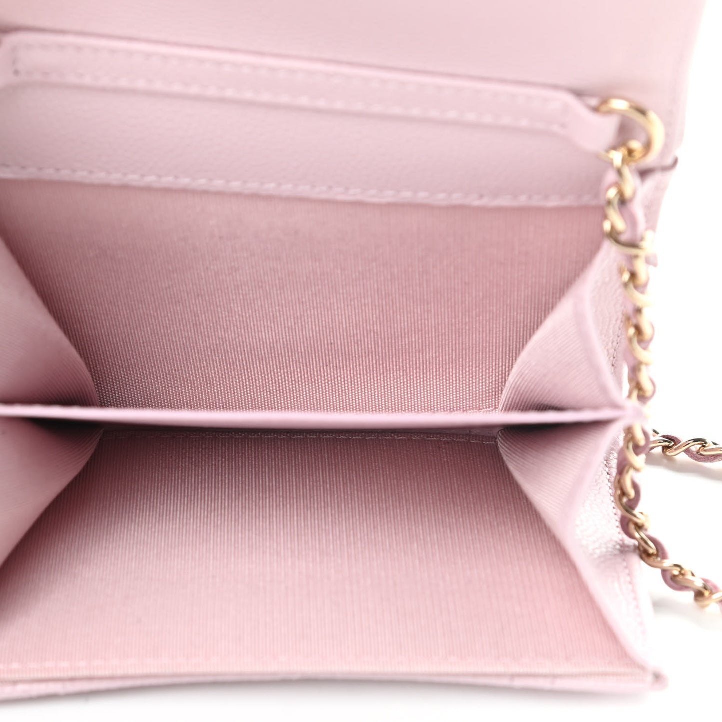 Caviar Quilted Coco Candy Card Holder On Chain Light Pink
