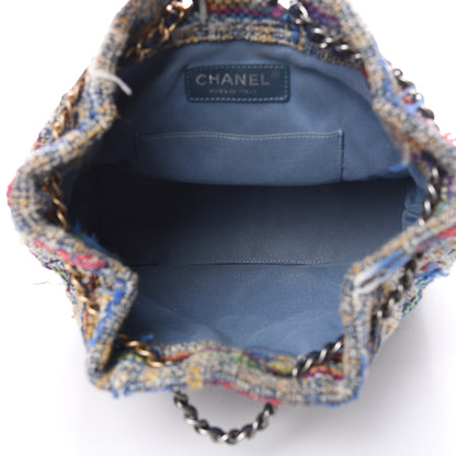 Chanel Tweed Calfskin Quilted Gabrielle Backpack Blue Gold Red White 5 of 11