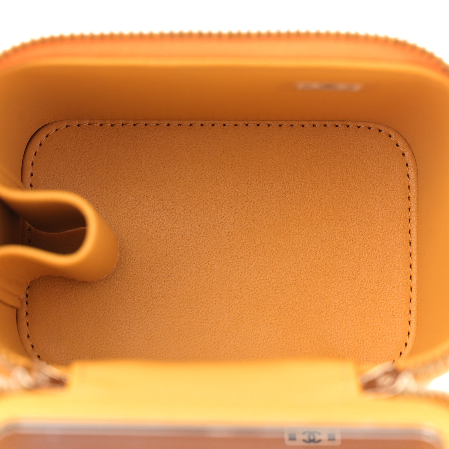 Chanel Lambskin Quilted Top Handle Mini Vanity Case With Chain Yellow 5 of 10
