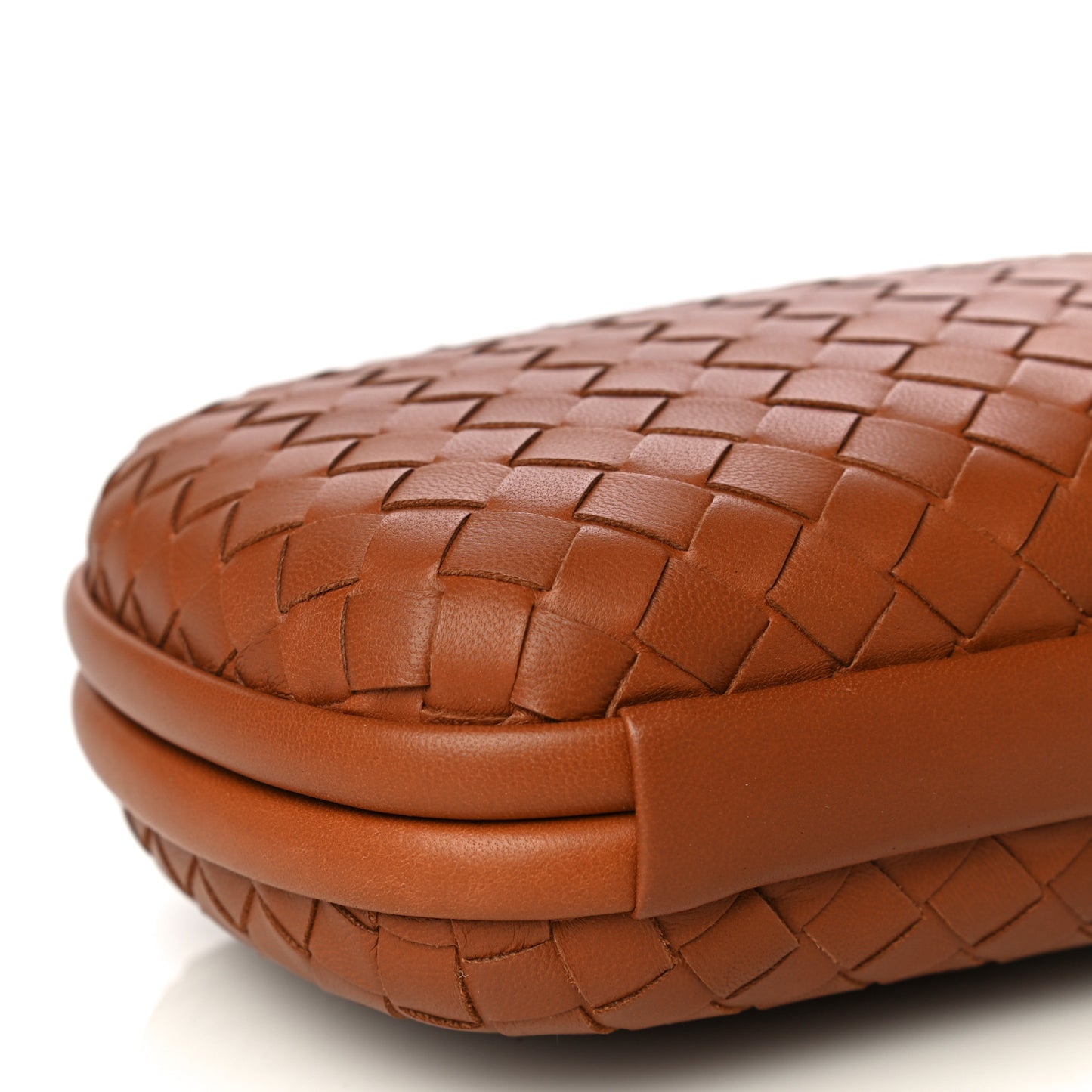 Nappa Intrecciato Chain Knot Clutch Caramel