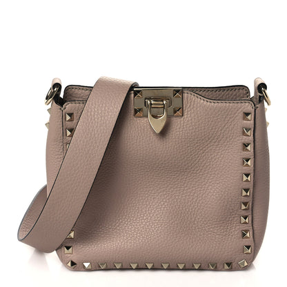 Valentino Garavani Pebbled Calfskin Mini Rockstud Flip-Lock Messenger Bag Poudre 1 of 9