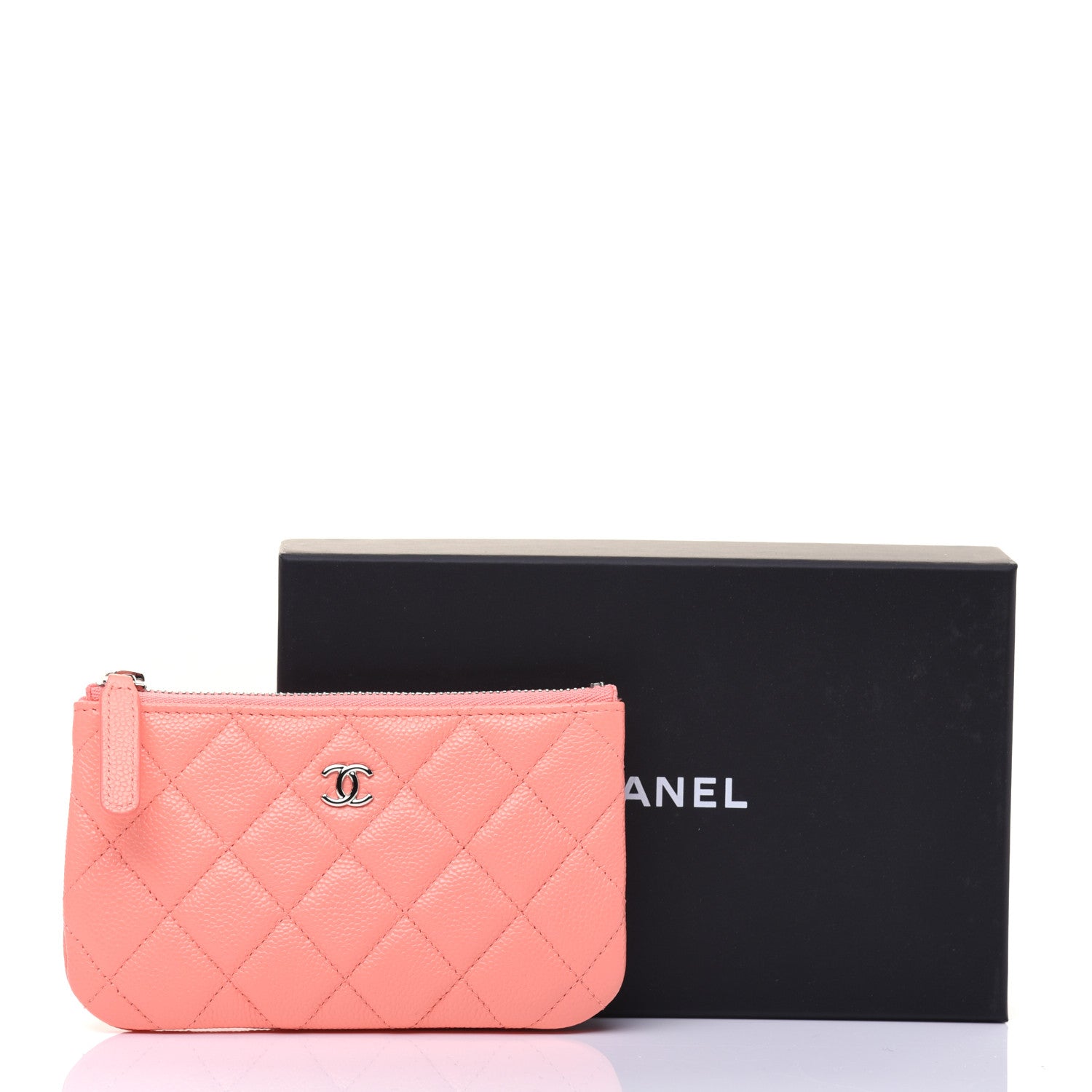 Chanel Caviar Quilted Small Cosmetic Case Coral 10 of 10