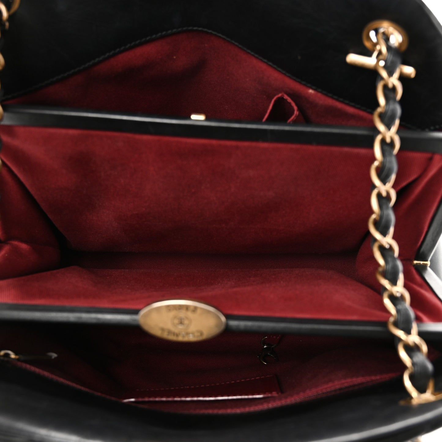 Aged Calfskin Large Just Mademoiselle Bowling Bag Black