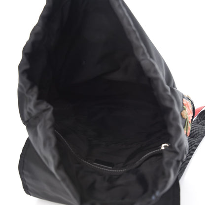 Gucci Techno Canvas Web L'Aveugle Par Amour Embroidered Double Buckle Backpack Black 5 of 8