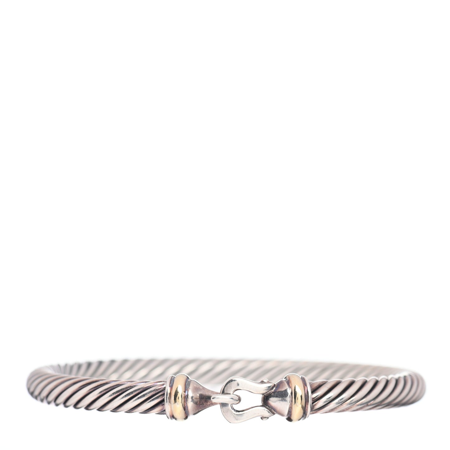 Sterling Silver 18K Yellow Gold 5mm Cable Classic Buckle Bracelet