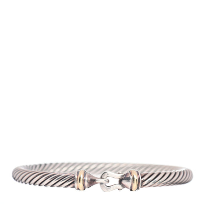 David Yurman Sterling Silver 18K Yellow Gold 5mm Cable Classic Buckle Bracelet 1 of 4