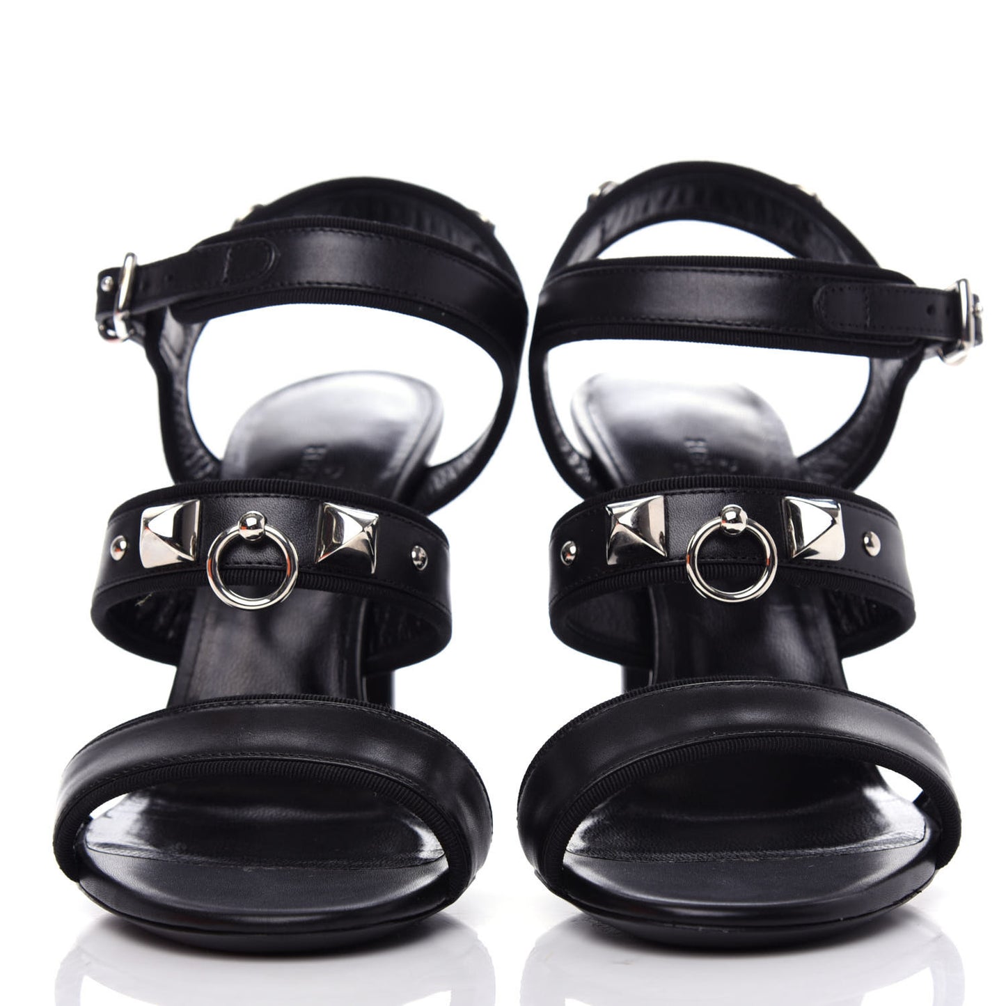 Calfskin Grosgrain Osmose Sandals 37 Black