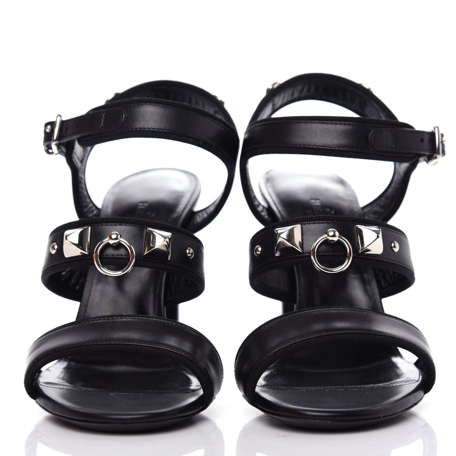 Hermes Calfskin Grosgrain Osmose Sandals 37 Black 2 of 10